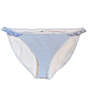 Aerie Blue White Stripe Bikini Bottom Ruffle Detail Size Extra Large